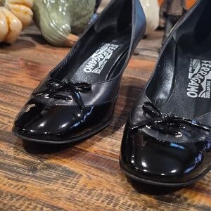 Salvatore Ferragamo Black Patent Leather Loafers